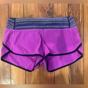 Lululemon Athletica Magenta Shorts with Black Waistband